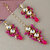 LUCKY JEWELLERY Designer Back Meena Gold Plated Kundan Magenta Tika Earring Set for Girls  women (293-J5E2K-1810-R)