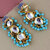 LUCKY JEWELLERY Designer Back Meena Gold Plated Kundan Firoji Color Tika Earrings for Girls  women (319-J5E2K-1811-F)