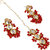 LUCKY JEWELLERY Designer Back Meena Gold Plated Kundan Red Tika Earring Set for Girls  women (319-J5E2K-1811-RED)