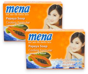 Mena papaya cooling formular lightening and refresh soap 40g (Pack of 2)