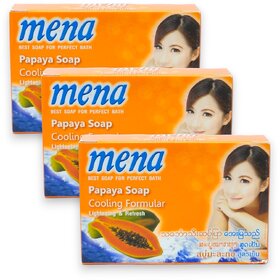 Mena papaya cooling formular lightening and refresh soap 40g (Pack of 3)