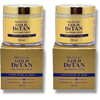                       Mistline Gold De Tan Tan Removal Cream with Kojic and Milk 120ml (Pack of 2)                                              