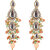 LUCKY JEWELLERY Designer Gold Plated Kundan Light Peach Mint Tika Earring Set for Girls  women (320-ME2K-1812-LPHMNT)
