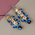 LUCKY JEWELLERY Designer Back Meena Gold Plated Kundan Blue Color Tika Earring Set for Girls  women (445-J5E2K-1664-EE)