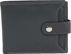 Men Casual Grey Genuine Leather Wallet (6 Card Slots)