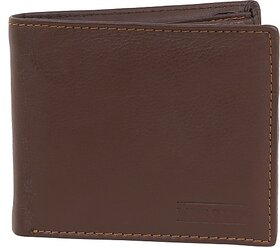 Men Casual Brown Genuine Leather Wallet (6 Card Slots)