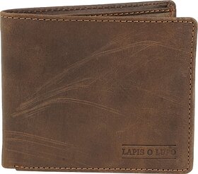 Men Brown Genuine Leather Wallet (6 Card Slots)