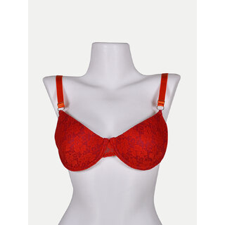                       Women - Red Bold Print Push up Bra                                              