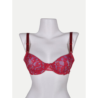                      Women - Red Lace trimming Push up Bra                                              