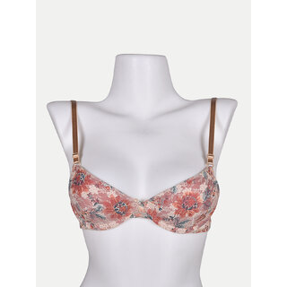                       Women - Beige Bold Print Push up Bra                                              