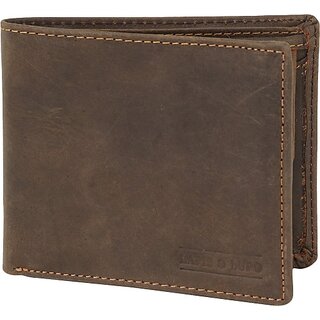                       Men Casual Brown Genuine Leather Wallet (3 Card Slots)                                              