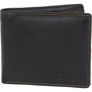                       Men Casual Black Genuine Leather Wallet (9 Card Slots)                                              