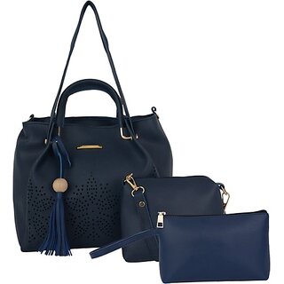 Women Blue Hand-Held Bag - Extra Spacious (Pack Of: 3)