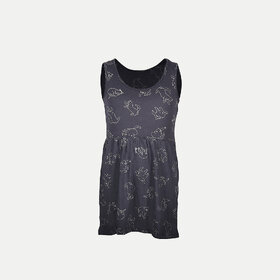 Girls Dark grey AOP Printed Sleeveless Frock