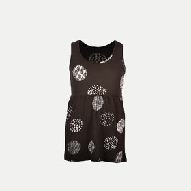 Girls Black AOP Printed Sleeveless Frock