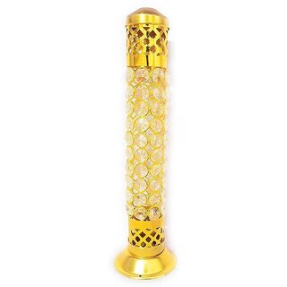 Royal Overseas Iron Agarbatti Stand/Incense Holder with Crystal 31.75x 7.90 cm (Golden)