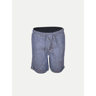                       Boys  Stripe Navy Blue Cotton Cargo Shorts                                              