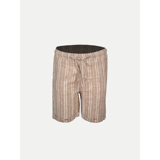                       Boys Pin Stripe Beige Cotton Cargo Shorts                                              
