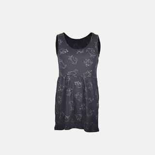                       Girls Dark grey AOP Printed Sleeveless Frock                                              