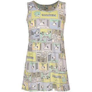                       Girls Light Green AOP Printed Dress                                              