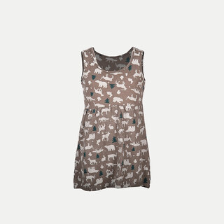                       Girls Lt Brown AOP animal Printed Sleeveless Frock                                              