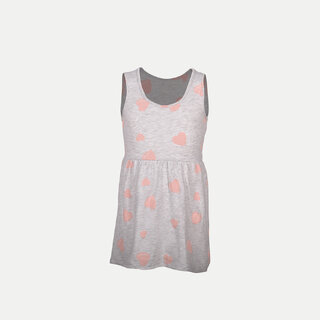                       Girls Grey AOP Printed Sleeveless Frock                                              