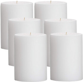 GOZZTOM Piller Candles Smoke Less for Party and Event Decoration Non-Scented White (2X2 Inch) - Pack Of 6