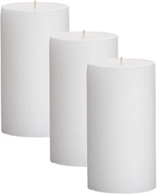 GOZZTOM Piller Candles Smoke Less for Party and Event Decoration Non-Scented White (2X3 Inch) - Pack Of 3
