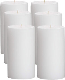 GOZZTOM Piller Candles Smoke Less for Party and Event Decoration Non-Scented White (2X3 Inch) - Pack Of 6