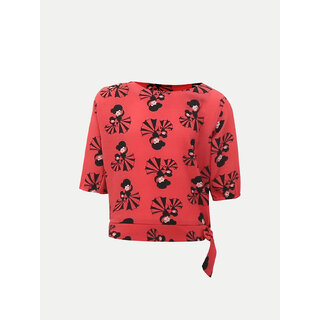                       Girls AOP Red Printed Dress                                              