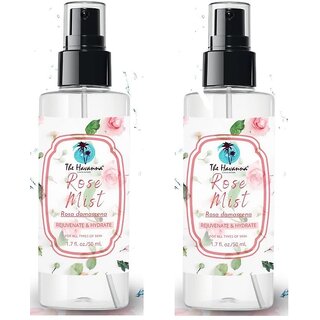 The Havanna Pure Rose Water Face Spray Mist, 100 Natural Gulab Jal for Fresh  Fragrant Skin. For All Skin Types Women  Men 50ml, Pack of 2