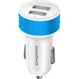 SIGNATIZE Fast Car Charger Adapter with SQUARE Dual USB Port. Qualcomm Certified 20W,Quick Charge.-SZ-2104