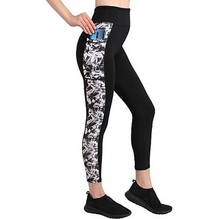                       Ninq Printed Women Black Tights                                              