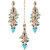 LUCKY JEWELLERY Designer Gold Plated Kundan Firoji Blue Tika Earring Set for Girls  women (320-ME2K-1812-FB)