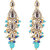 LUCKY JEWELLERY Designer Gold Plated Kundan Firoji Blue Tika Earring Set for Girls  women (320-ME2K-1812-FB)