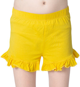 One Sky Short For Girls Casual Solid Cotton Blend (Yellow, Pack Of 1)