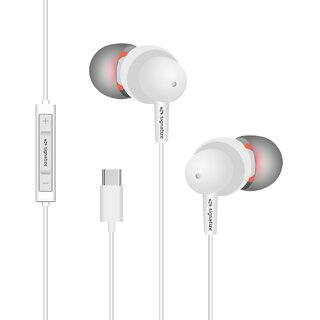                       SIGNATIZE Type C Headphones, Professional Type C Earphones HiFi Stereo Metal for Music for Walking (White)-SZ-1021                                              