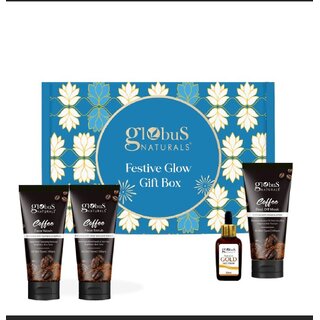                       Globus Naturals Coffee Symphony Gift set of 4 - Box includes - Coffee Face Wash 100gm, Scrub, gm, Peel Off Mask 100gm, Gold Serum 50 ml                                              