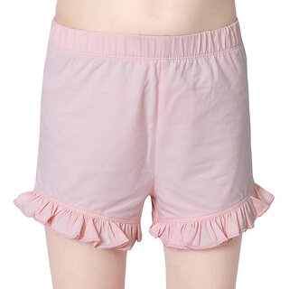One Sky Short For Girls Casual Solid Cotton Blend (Pink, Pack Of 1)
