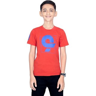                       One Sky Boys Printed Pure Cotton T Shirt (Red, Pack Of 1)                                              