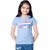 One Sky Girls Typography Cotton Blend T Shirt (Light Blue, Pack Of 1)