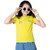 One Sky Girls Printed Cotton Blend T Shirt (Yellow, Pack Of 1)