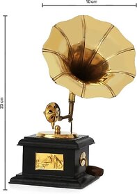 The New Look Decorative Brass  Wooden Gramophone