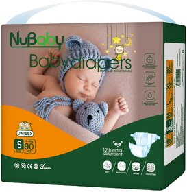 Nubaby  Baby Diapers,Small (S), 90 Count, 3-8 kg jambo upto 12 hours absorption,leakage Protection,Diaper