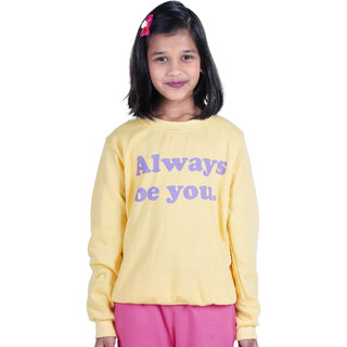                       Kid Kupboard Cotton Girls Sweatshirt, Light Yellow, Full-Sleeves, Crew Neck, 8-9 Years KIDS5728                                              