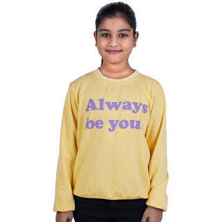                       Kid Kupboard Cotton Girls Sweatshirt, Light Yellow, Full-Sleeves, Crew Neck, 7-8 Years KIDS5731                                              