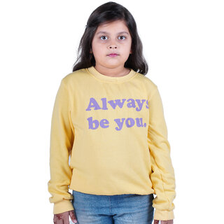                       Kid Kupboard Cotton Girls Sweatshirt, Yellow, Full-Sleeves, Crew Neck, 6-7 Years KIDS5734                                              