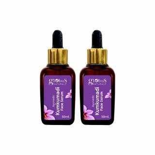                       Globus Naturals Ayurvedic Kumkumadi Skin Lightening Face Serum, Enriched with Walnut  Lotus Extract, Chemical Free, Cruelty Free, Suitable For All Skin Types, 50 ml (Pack of 2)                                              