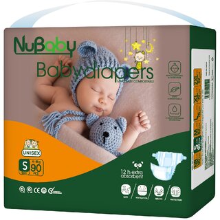                       Nubaby  Baby Diapers,Small (S), 90 Count, 3-8 kg jambo upto 12 hours absorption,leakage Protection,Diaper                                              