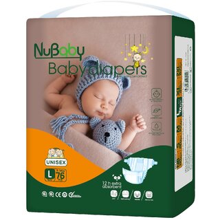 Nubaby  Baby Diapers,Large (L), 76 Count, 9-14 kg jambo upto 12 hours absorption,leakage Protection,Diaper